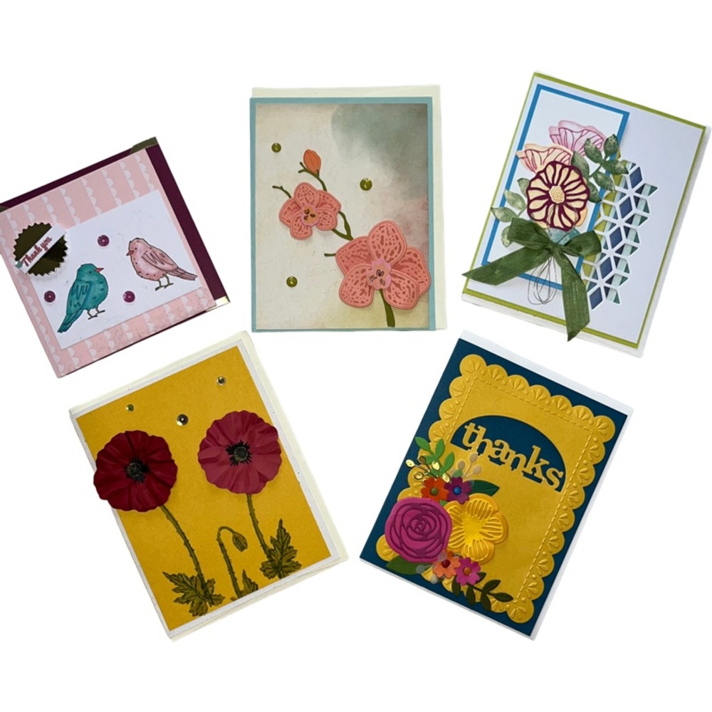 Spring Pack handmade greeting cards. 5 pack. Unused.